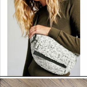 Free People Cozy Up Faux Sherpa Faux Fur Sling Crossbody Hands Free Bag